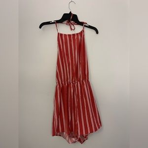 Red with white stripes romper. Fits like a medium.